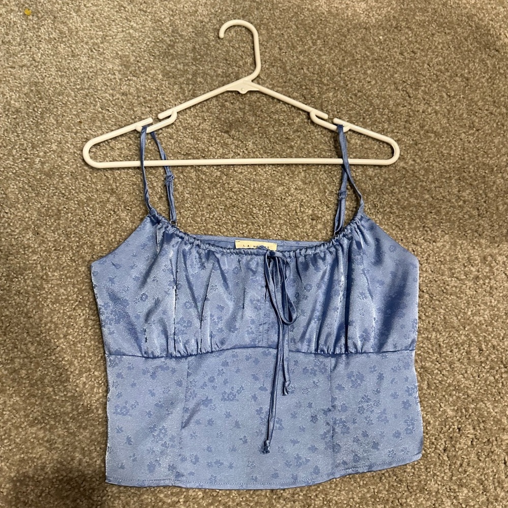 Pacsun LA Hearts Dainty Floral Print Blue Tank Top